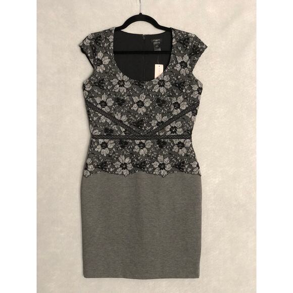 Ann Taylor Petite Women's 4P Fitted Cap Sleeve Dress Gray NEW - Picture 1 of 6